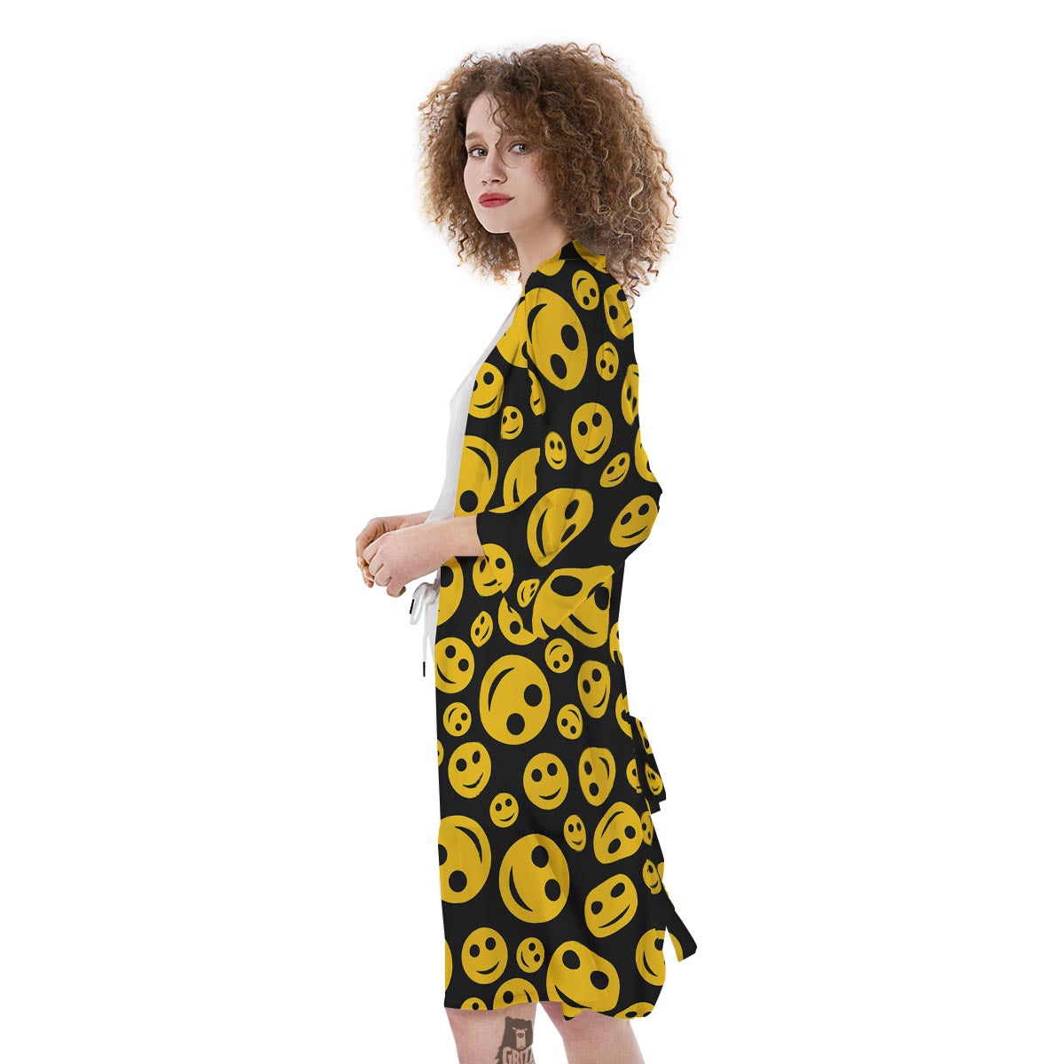 Emoji Smiley Faces Print Pattern Kimono-grizzshop