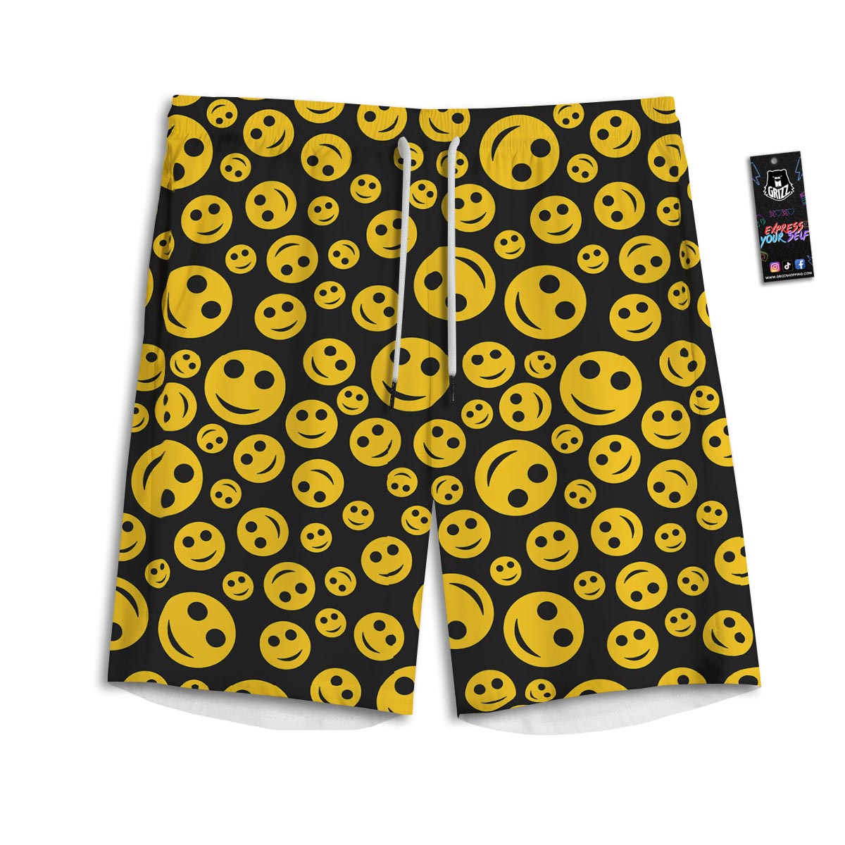 Emoji Smiley Faces Print Pattern Men's Athletic Shorts