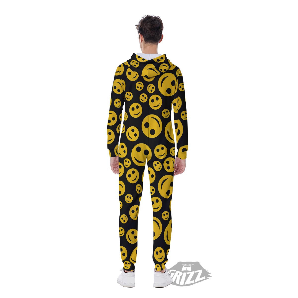 Emoji Smiley Faces Print Pattern Men's Jumpsuit-grizzshop