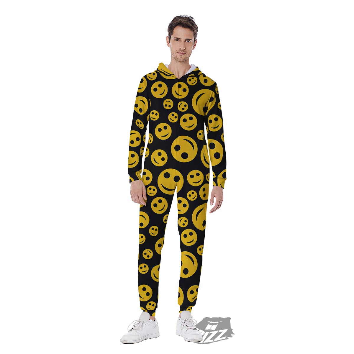 Emoji Smiley Faces Print Pattern Men's Jumpsuit-grizzshop