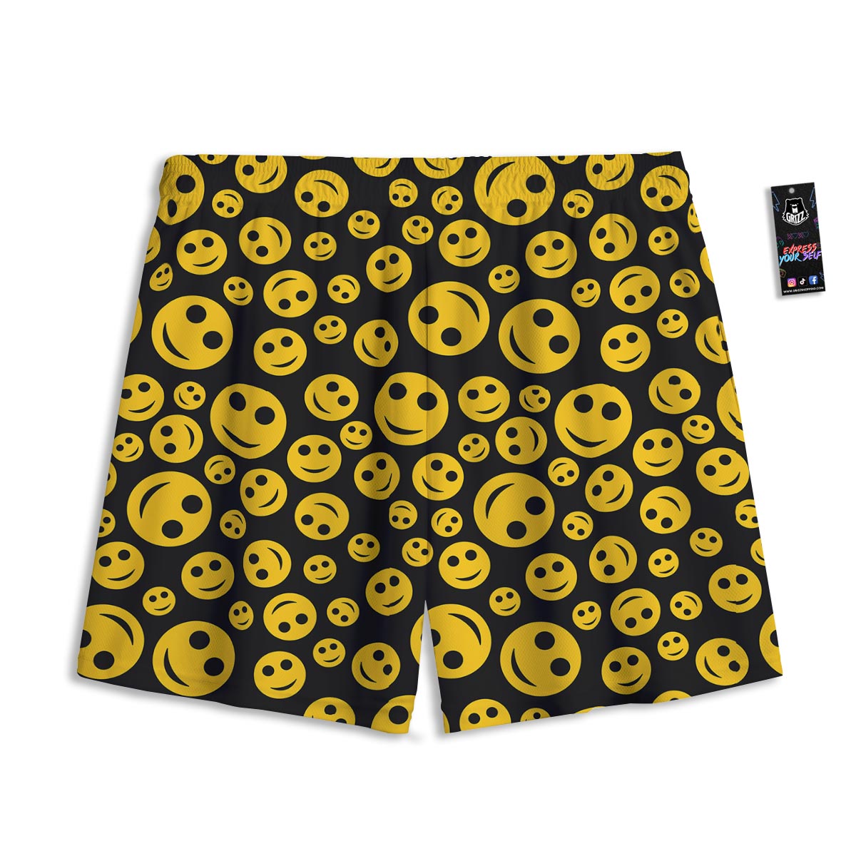 Emoji Smiley Faces Print Pattern Mesh Shorts
