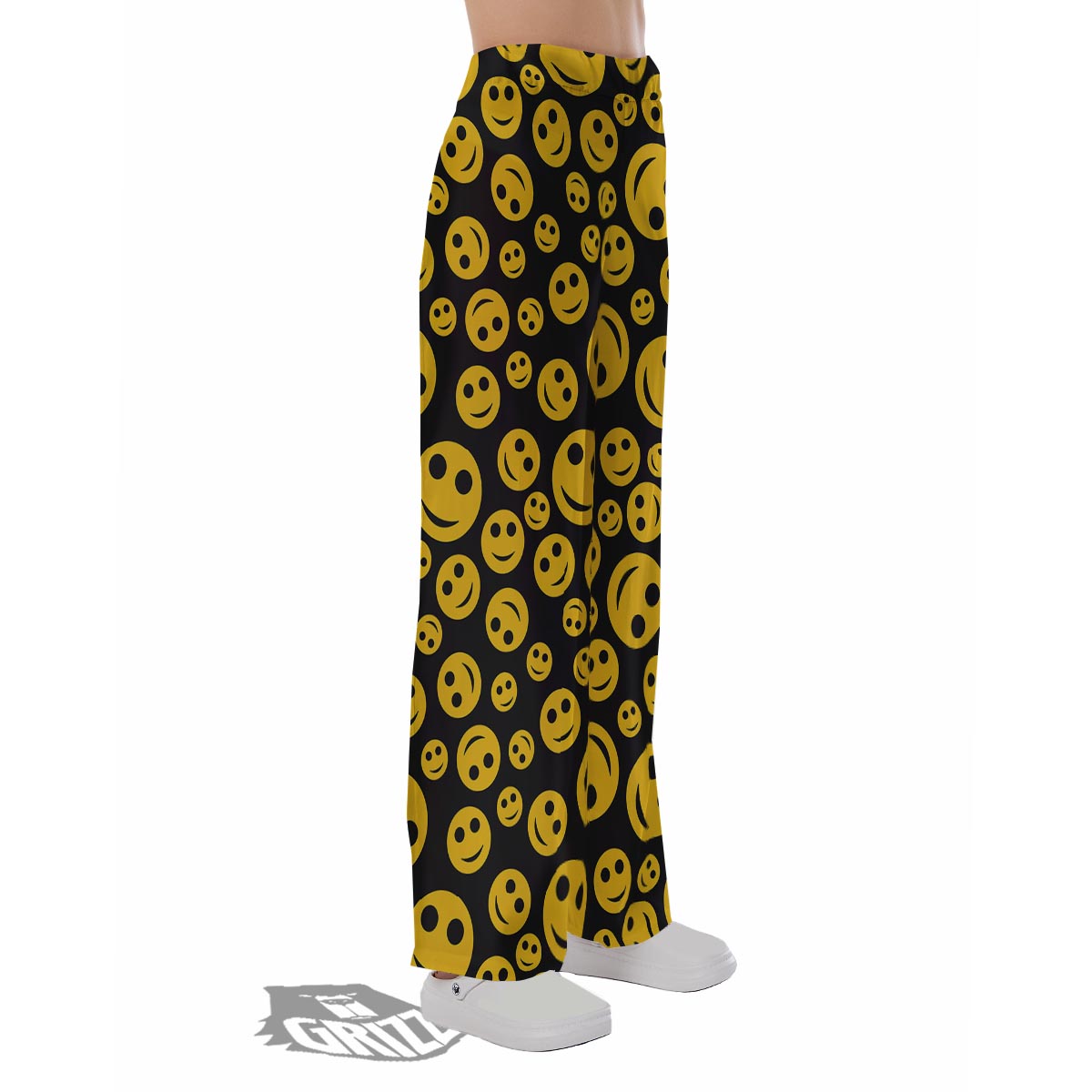 Emoji Smiley Faces Print Pattern Pajama Pants-grizzshop