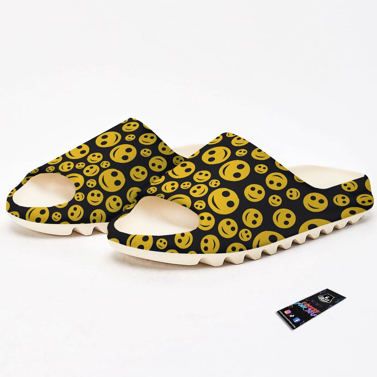 Emoji Smiley Faces Print Pattern Sandals-grizzshop