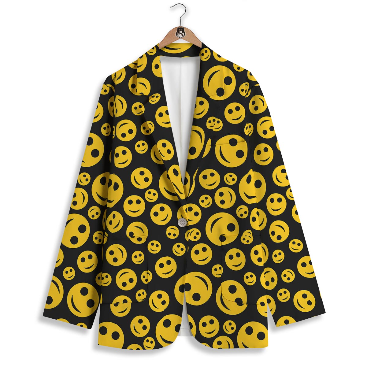 Emoji Smiley Faces Print Pattern Women's Blazer-grizzshop