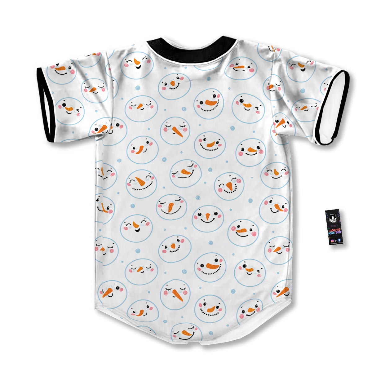 Emoji Snowman Print Pattern Baseball Jersey-grizzshop