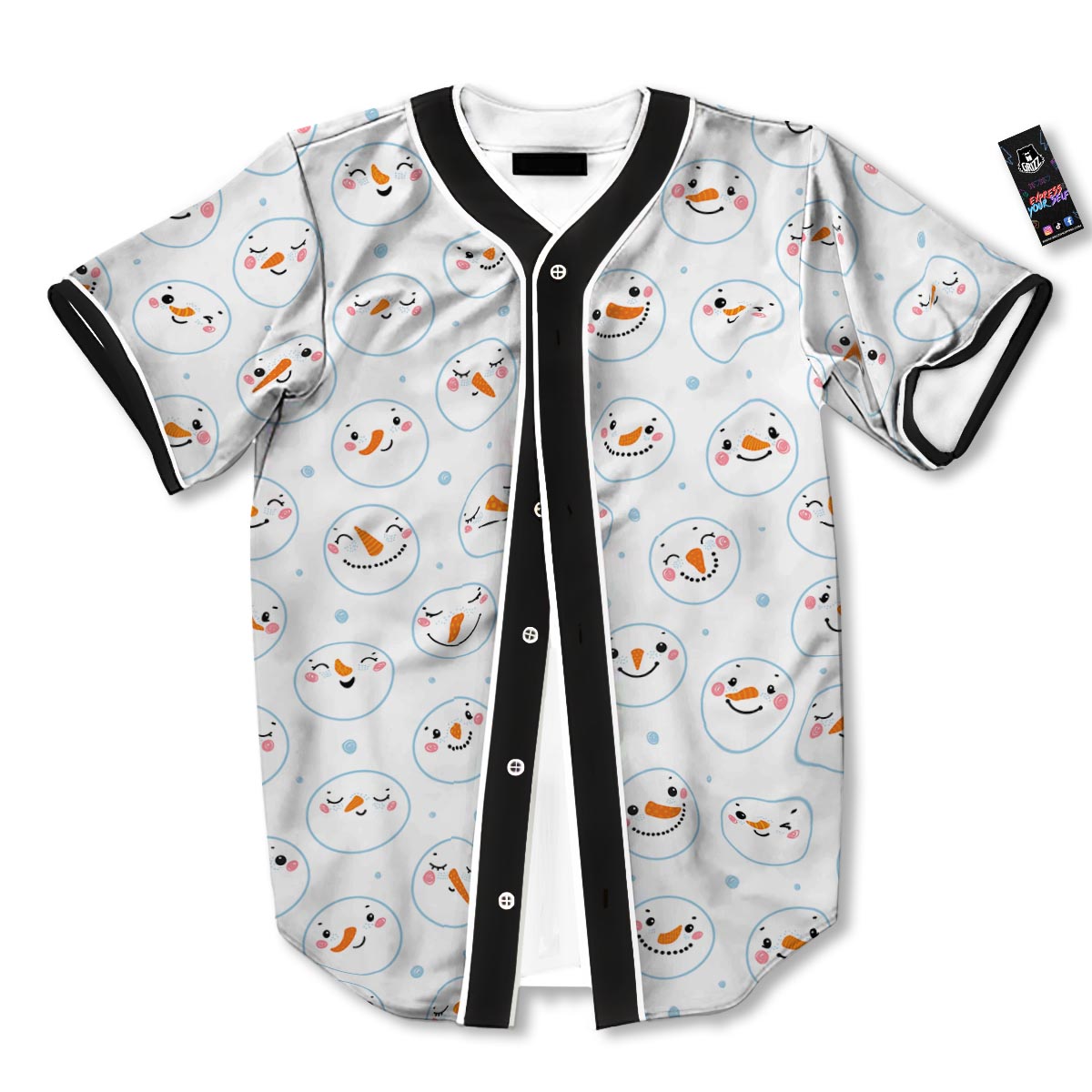 Emoji Snowman Print Pattern Baseball Jersey-grizzshop