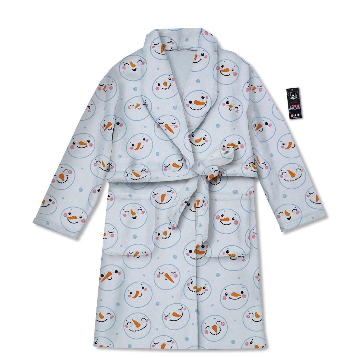 Emoji Snowman Print Pattern Bathrobe-grizzshop