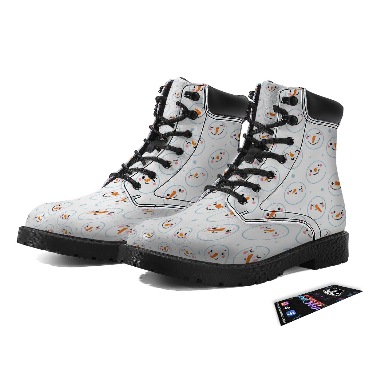 Emoji Snowman Print Pattern Boots-grizzshop