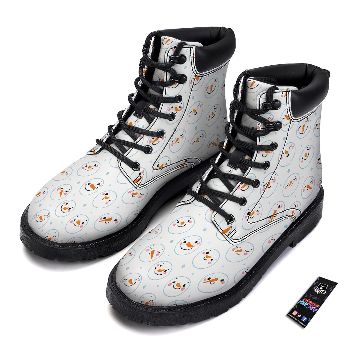 Emoji Snowman Print Pattern Boots-grizzshop