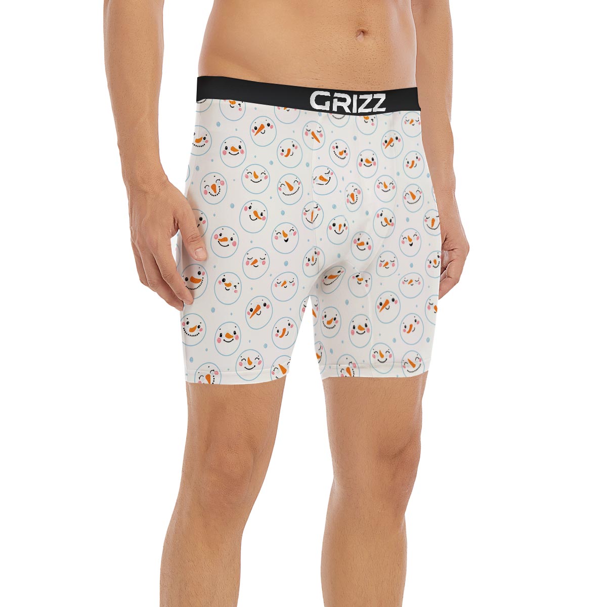 Emoji Snowman Print Pattern Boxer Briefs-grizzshop