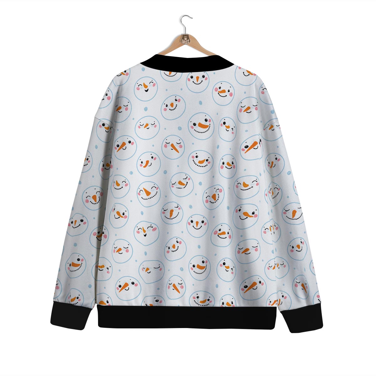 Emoji Snowman Print Pattern Cardigan-grizzshop
