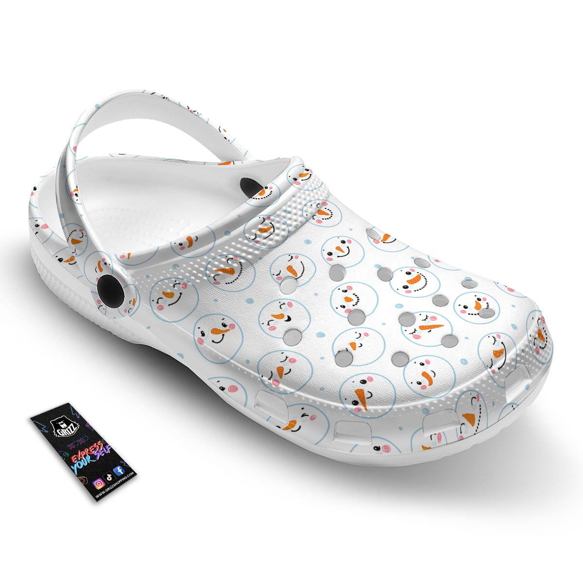 Emoji Snowman Print Pattern Clog-grizzshop