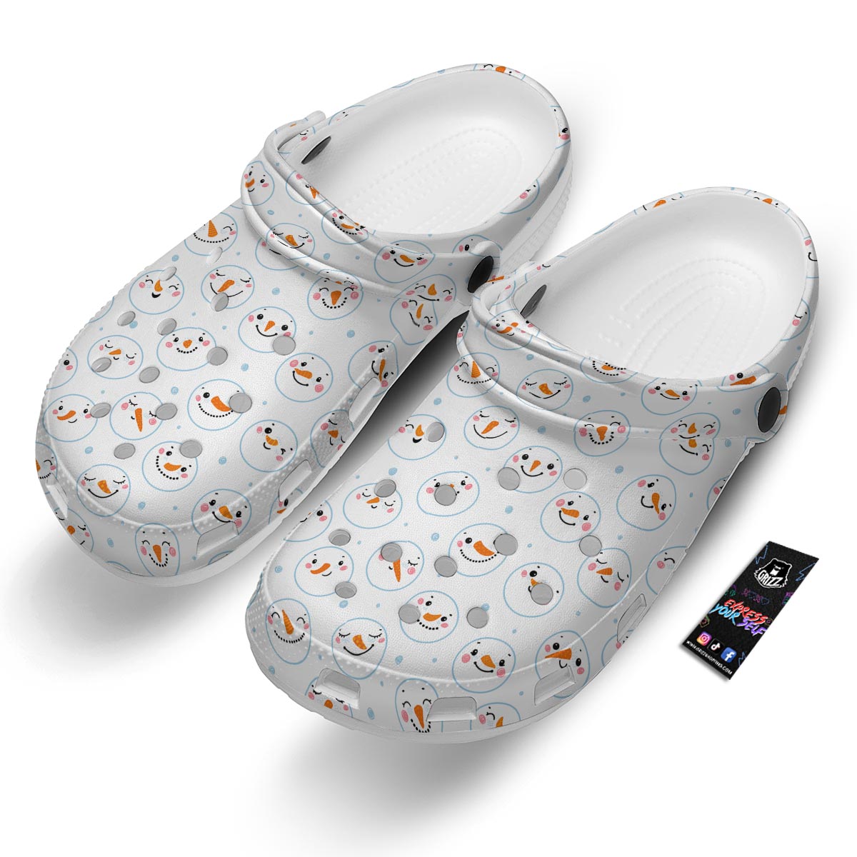 Emoji Snowman Print Pattern Clog-grizzshop