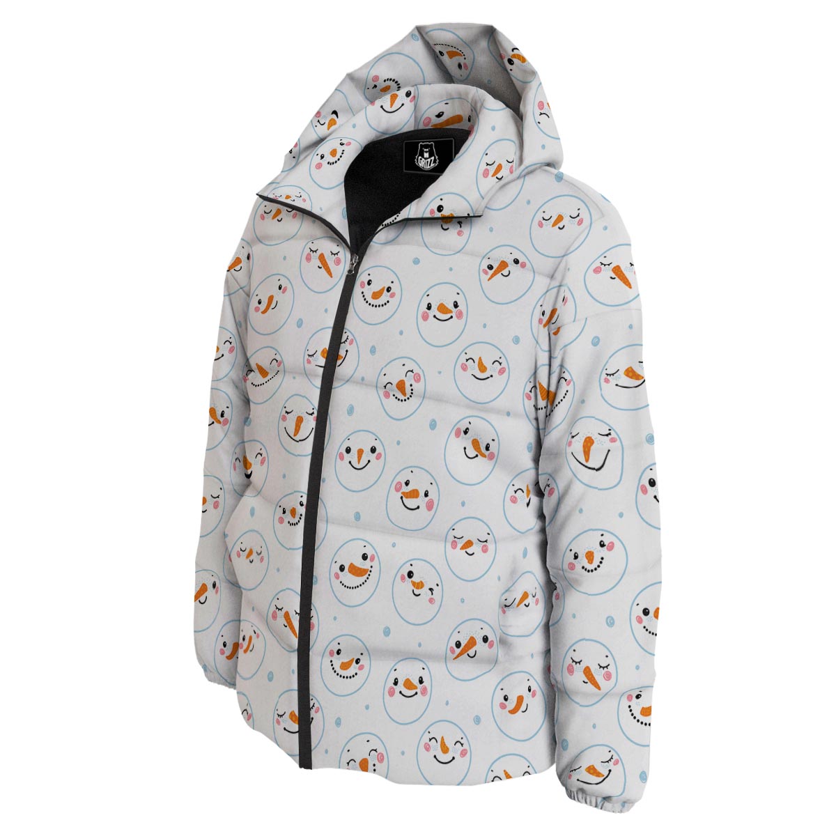 Emoji Snowman Print Pattern Down Jacket-grizzshop