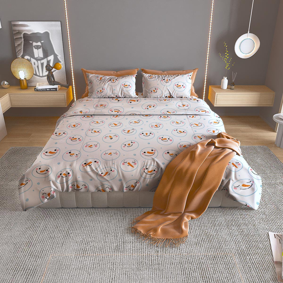 Eagle Brown And White Print Pattern Duvet Cover Bedding Set
