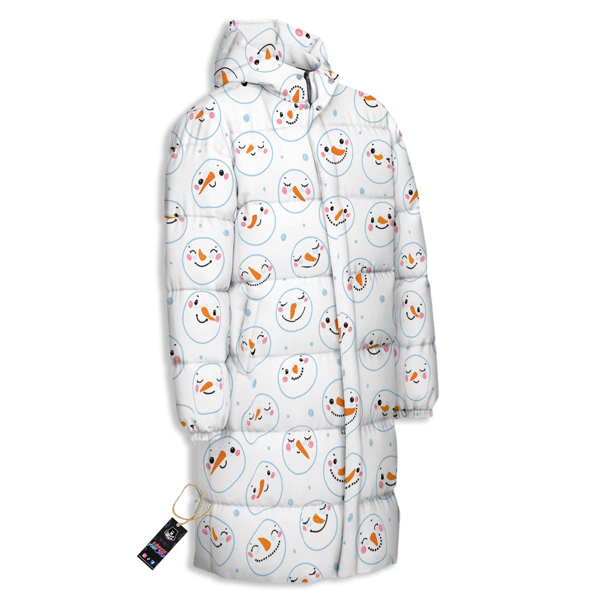 Emoji Snowman Print Pattern Long Down Jacket-grizzshop