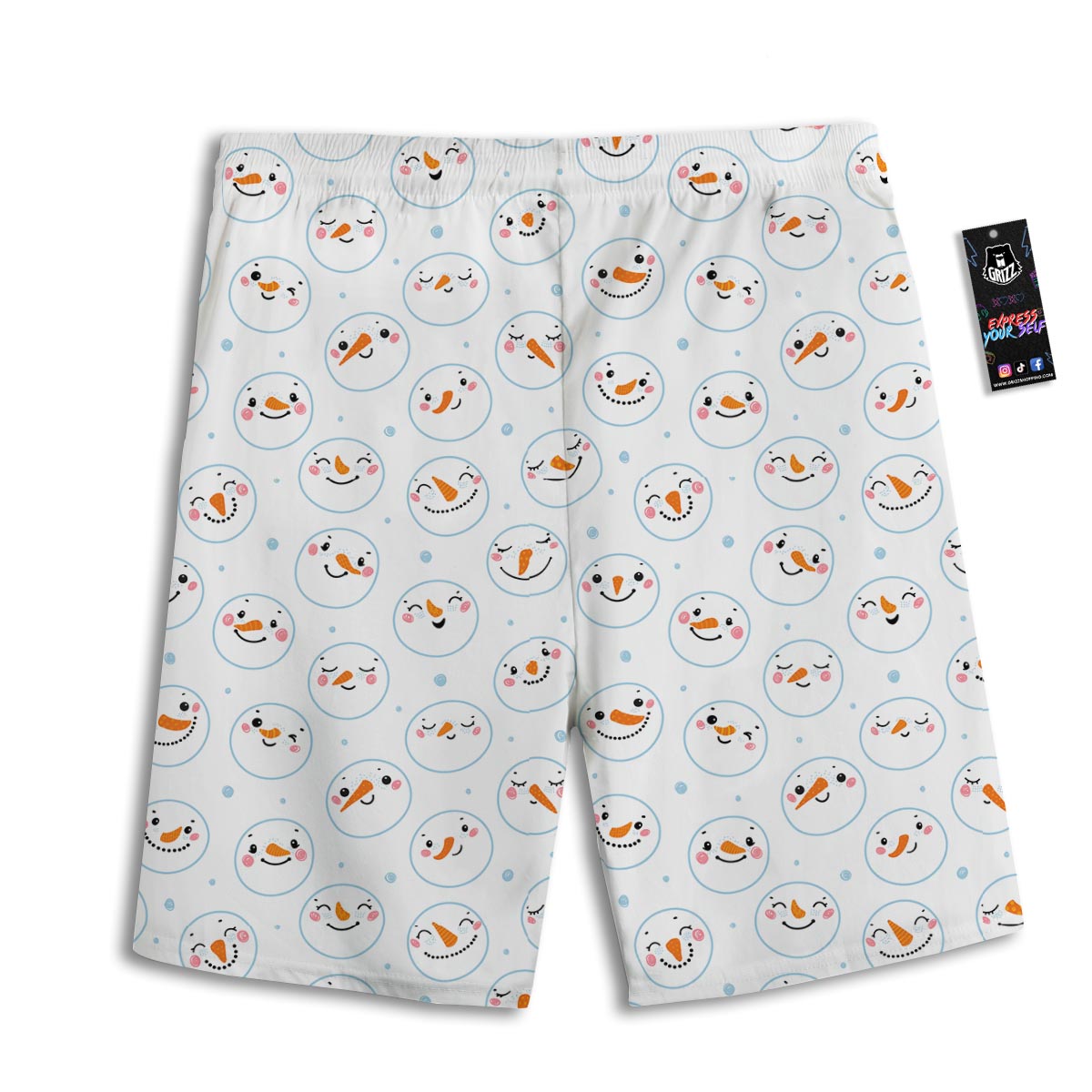 Emoji Snowman Print Pattern Men's Athletic Shorts