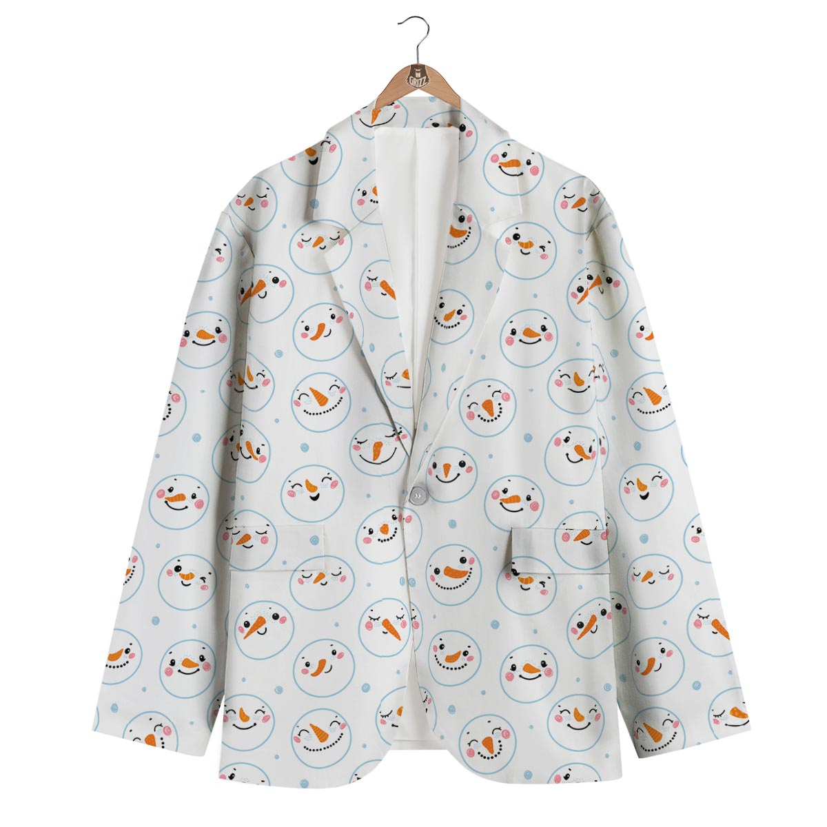 Emoji Snowman Print Pattern Men's Blazer-grizzshop