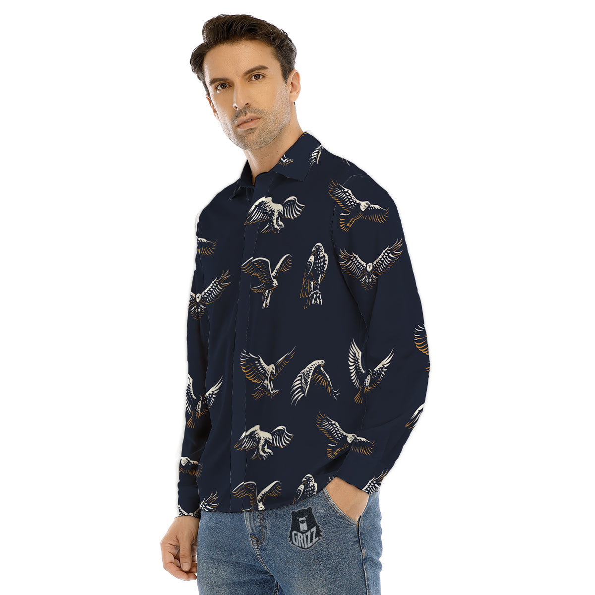 Emoji Snowman Print Pattern Men's Dress Shirts-grizzshop