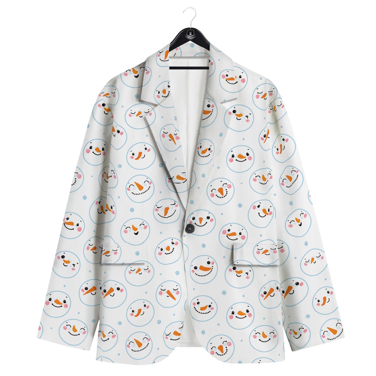 Emoji Snowman Print Pattern Men's Sport Coat-grizzshop