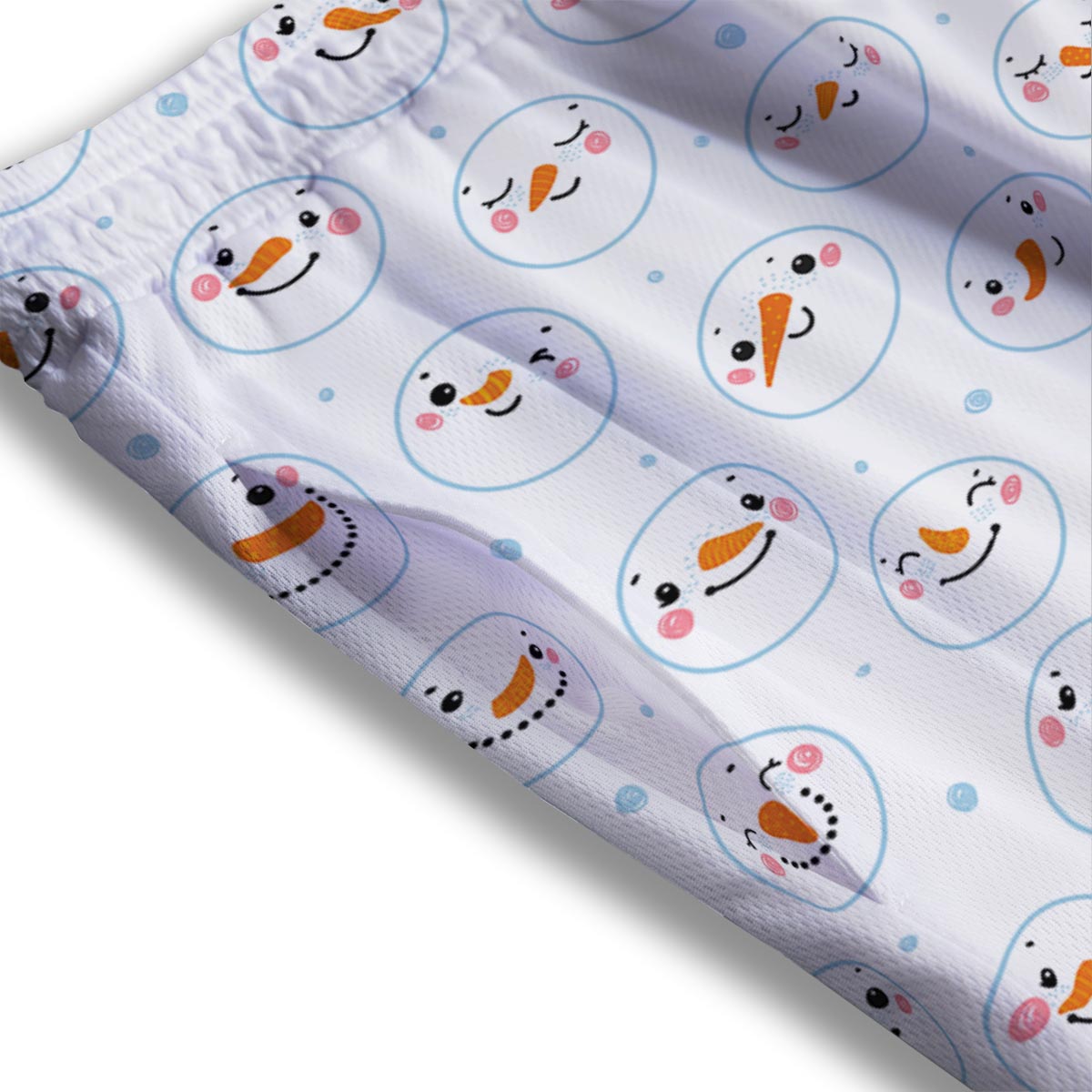 Emoji Snowman Print Pattern Mesh Shorts