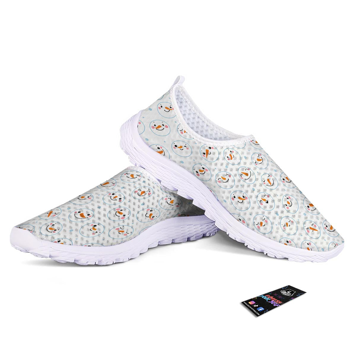 Emoji Snowman Print Pattern Nurse Shoes-grizzshop