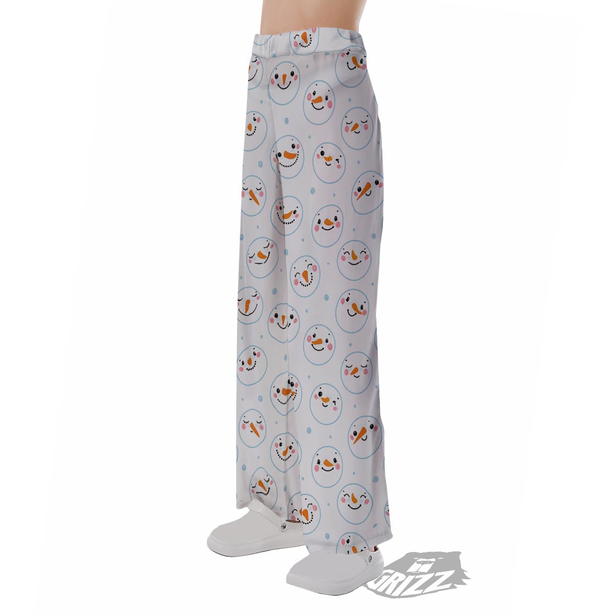 Emoji Snowman Print Pattern Pajama Pants-grizzshop