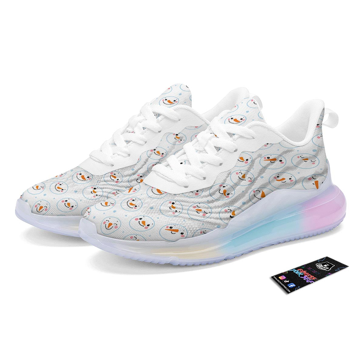 Emoji Snowman Print Pattern Running Sneakers-grizzshop