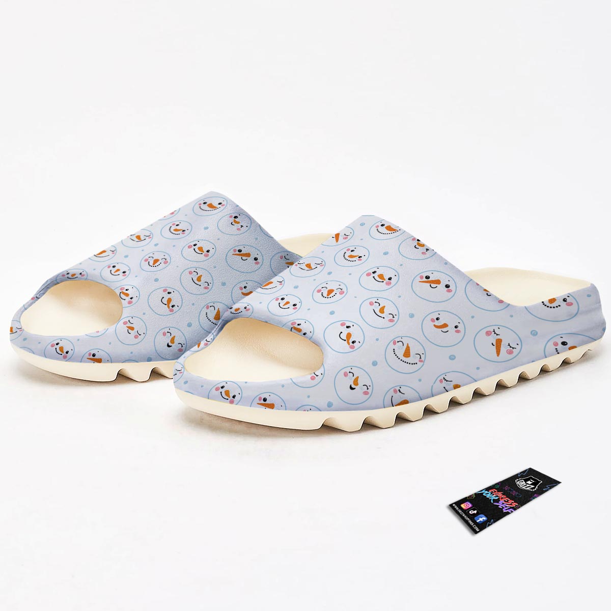 Emoji Snowman Print Pattern Sandals-grizzshop