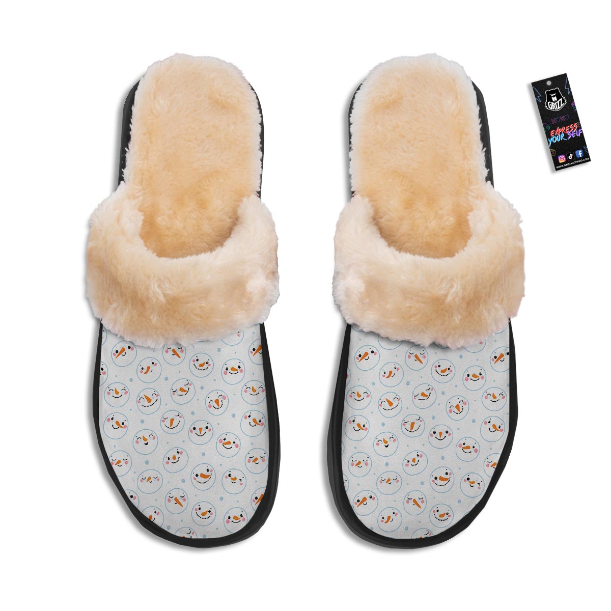 Emoji Snowman Print Pattern Slippers-grizzshop