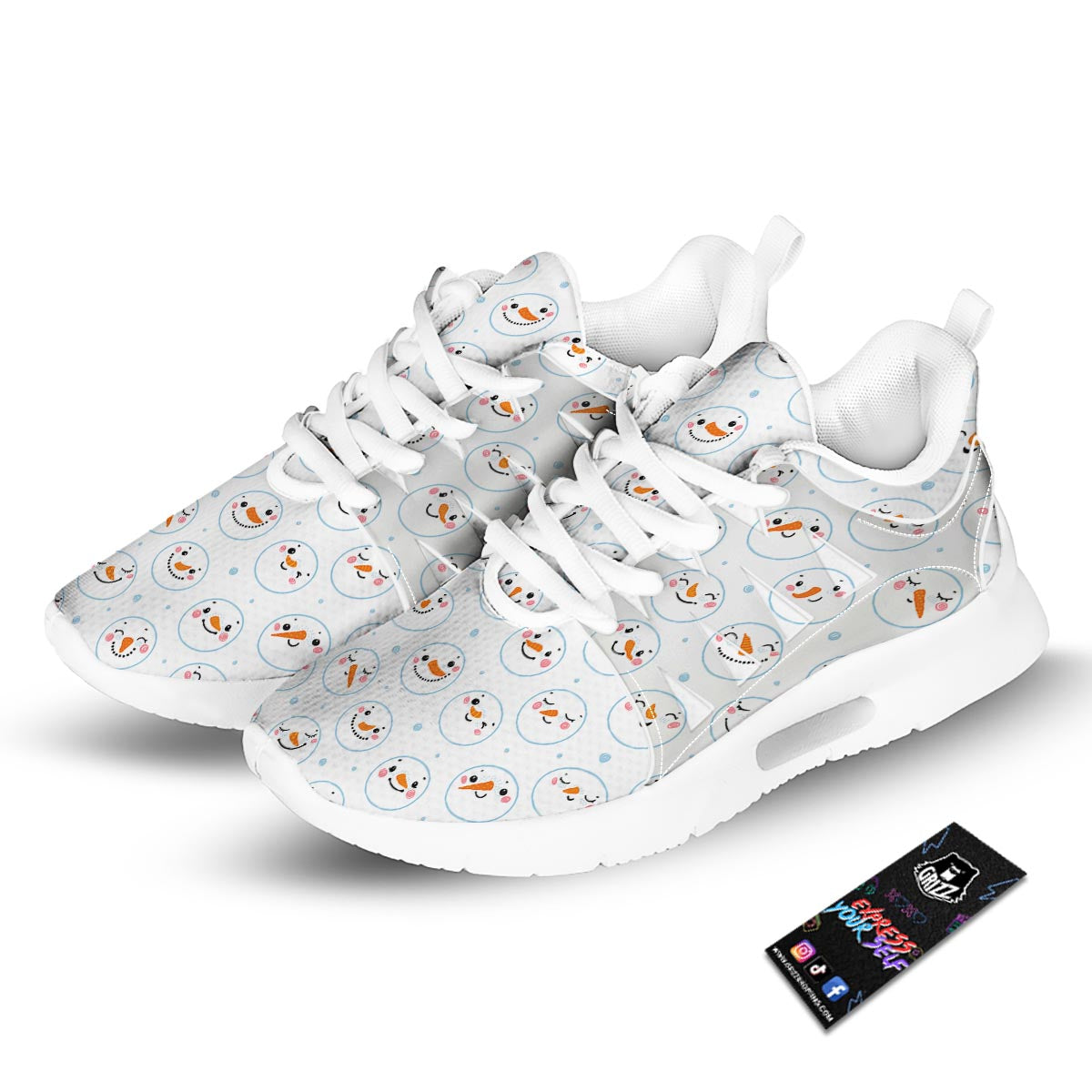 Emoji Snowman Print Pattern Tennis Shoes-grizzshop