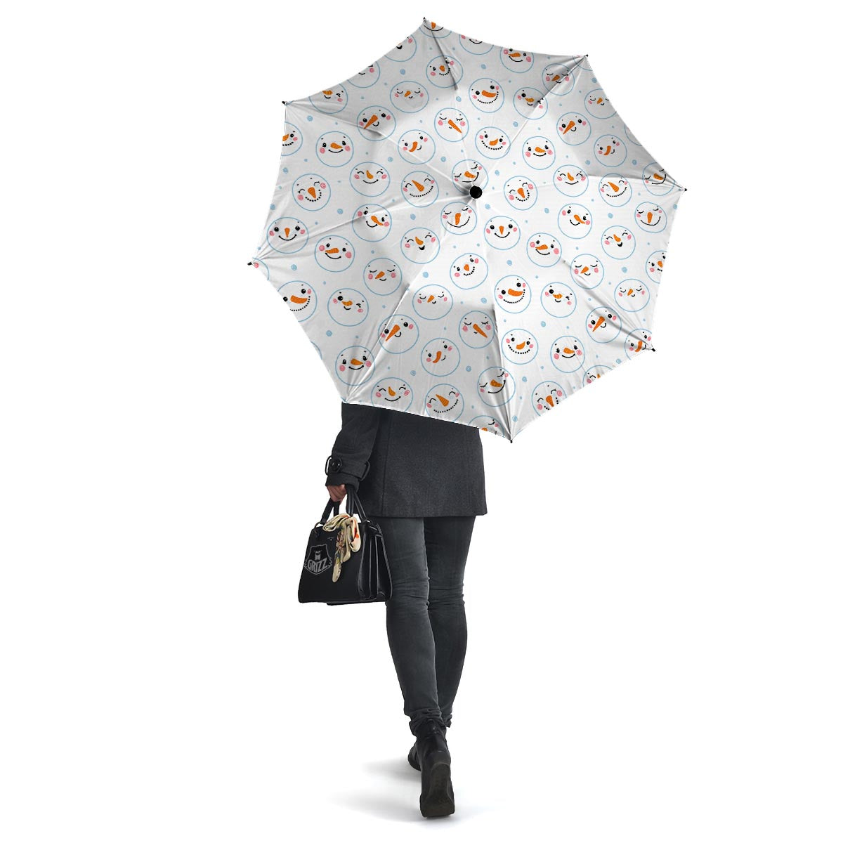 Emoji Snowman Print Pattern Umbrella-grizzshop