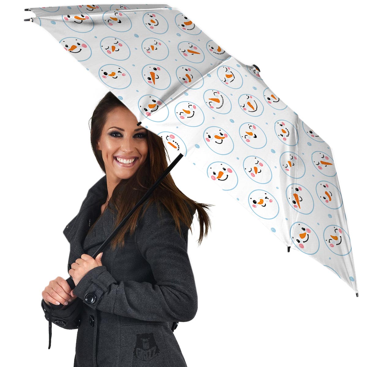 Emoji Snowman Print Pattern Umbrella-grizzshop