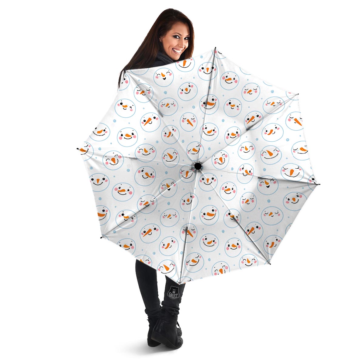 Emoji Snowman Print Pattern Umbrella-grizzshop