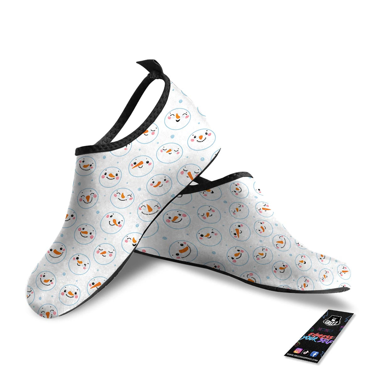 Emoji Snowman Print Pattern Water Shoes-grizzshop
