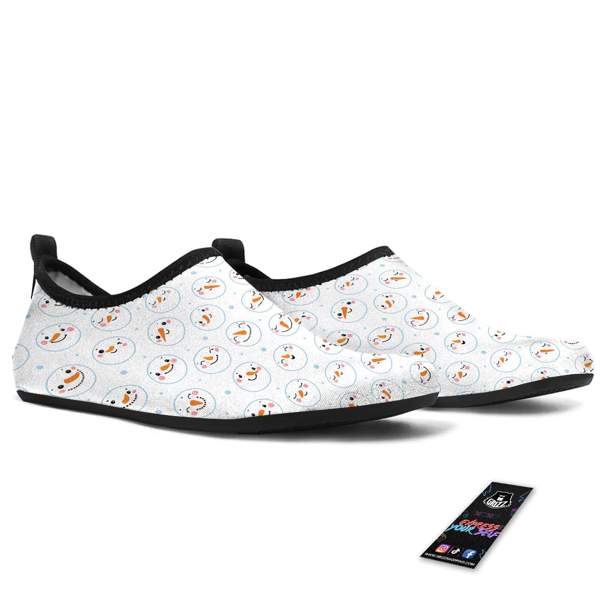 Emoji Snowman Print Pattern Water Shoes-grizzshop