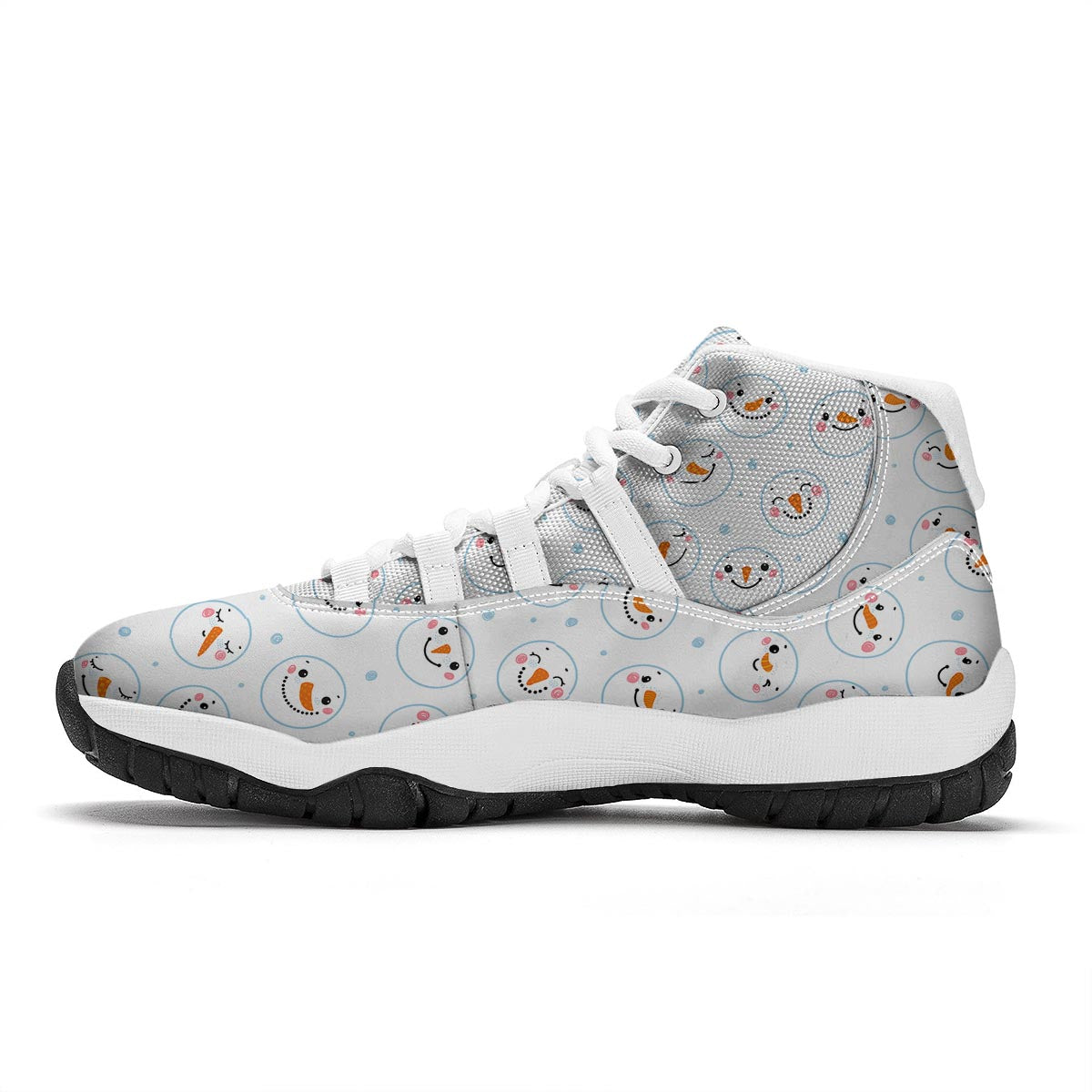 Emoji Snowman Print Pattern White Bball Shoes-grizzshop