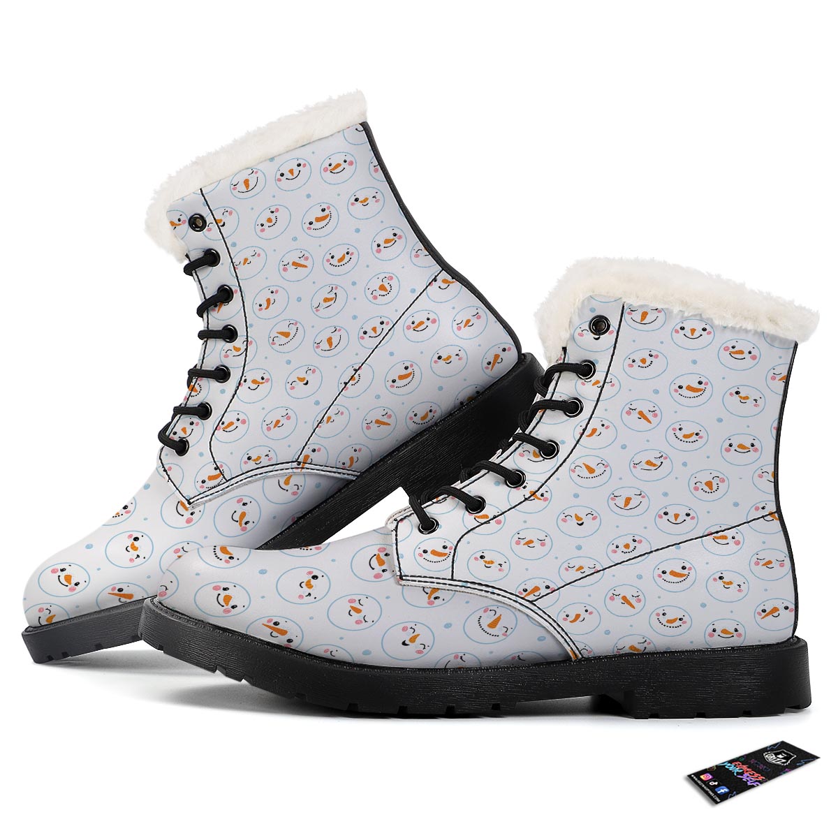 Emoji Snowman Print Pattern Winter Boots-grizzshop