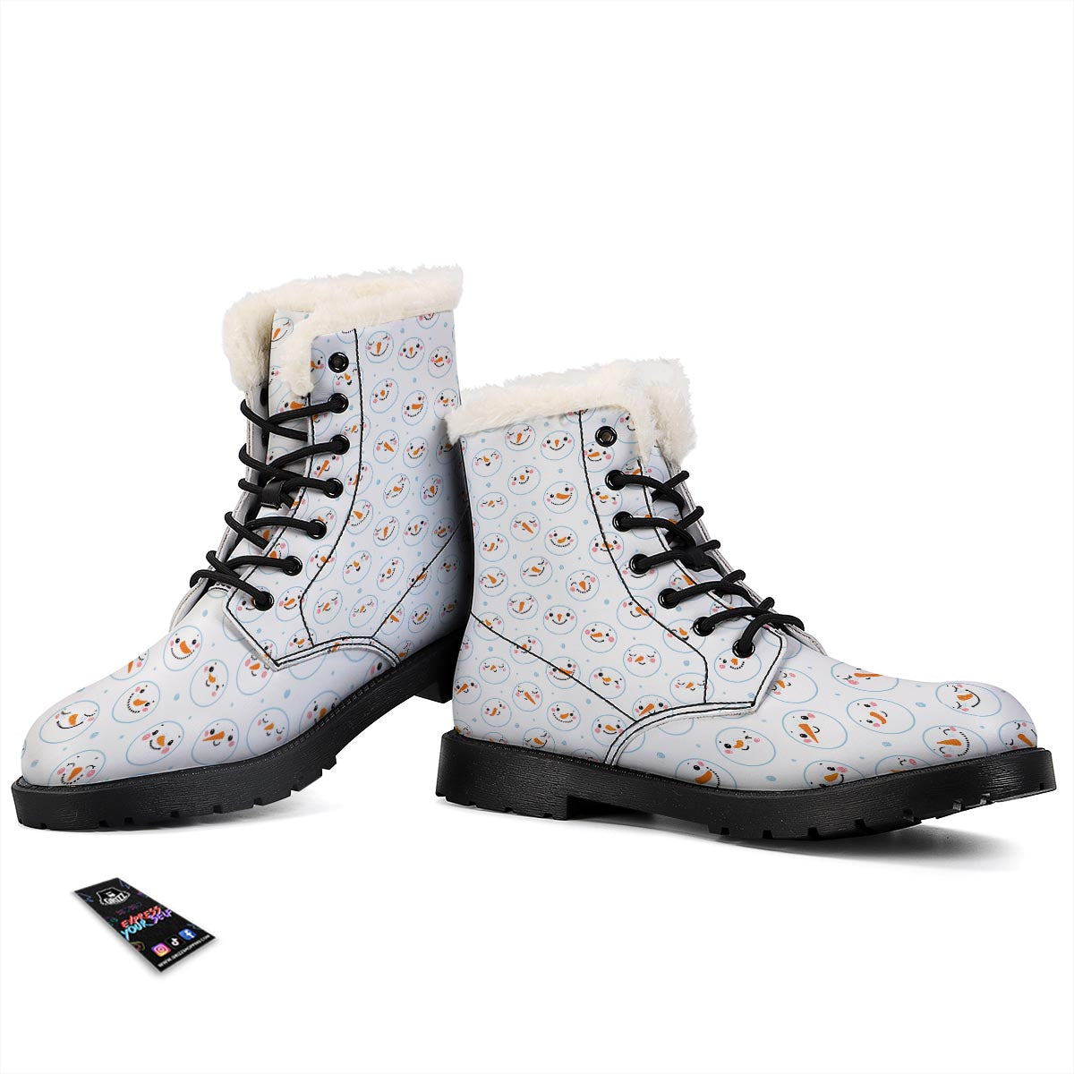 Emoji Snowman Print Pattern Winter Boots-grizzshop