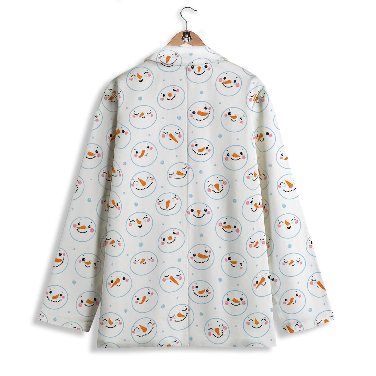 Emoji Snowman Print Pattern Women's Blazer-grizzshop
