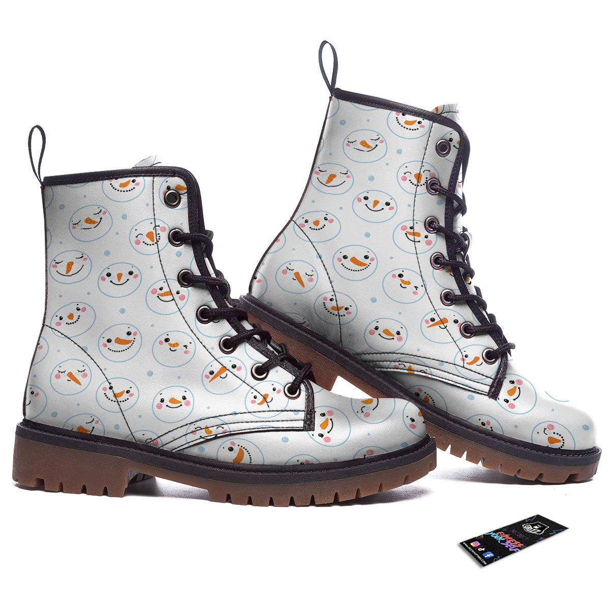 Emoji Snowman Print Pattern Work Boots-grizzshop