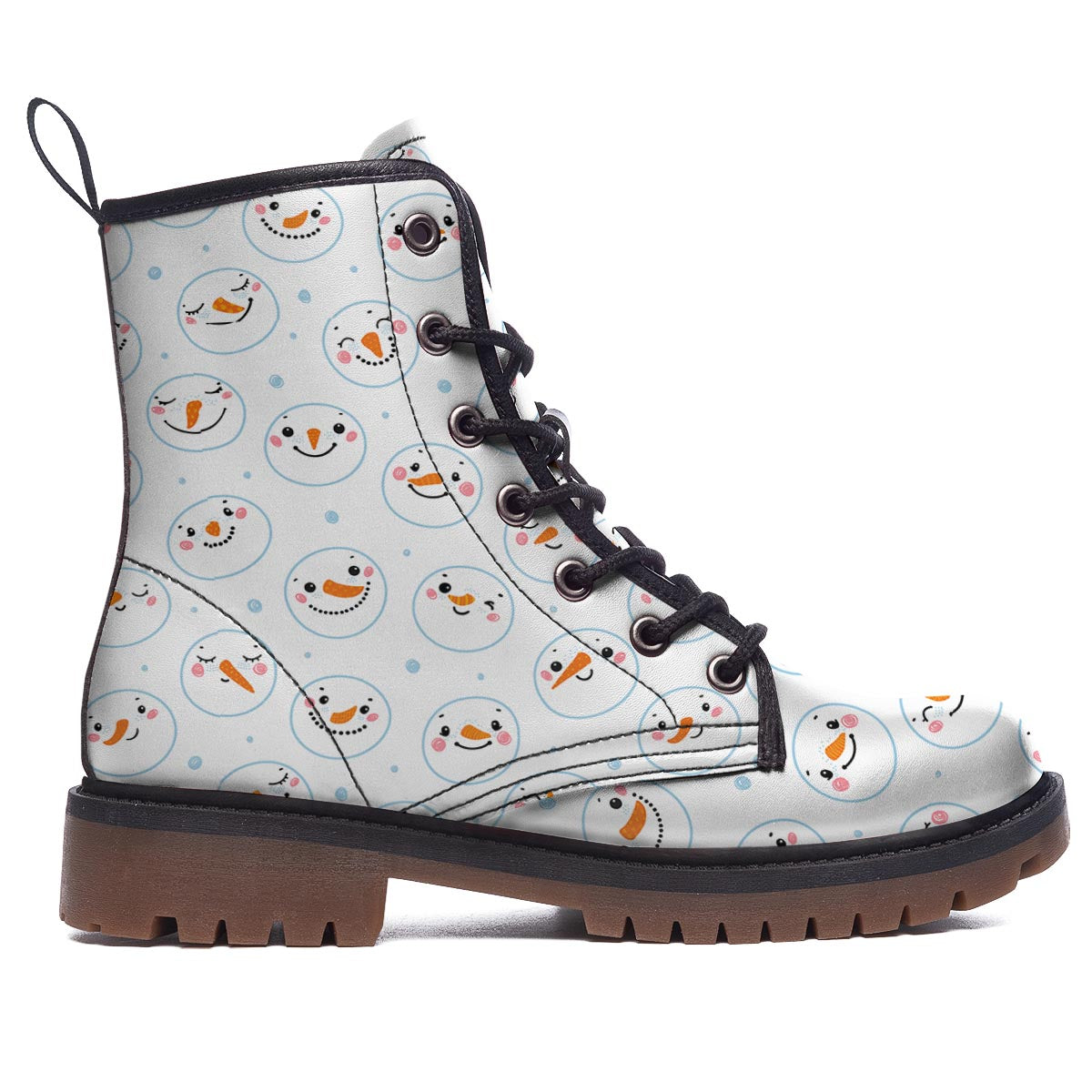 Emoji Snowman Print Pattern Work Boots-grizzshop