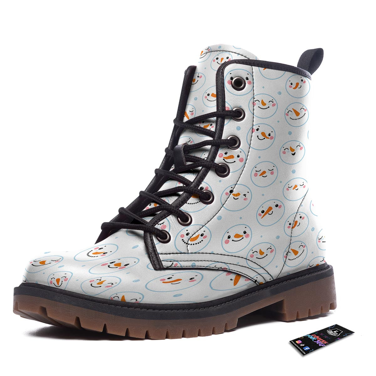Emoji Snowman Print Pattern Work Boots-grizzshop