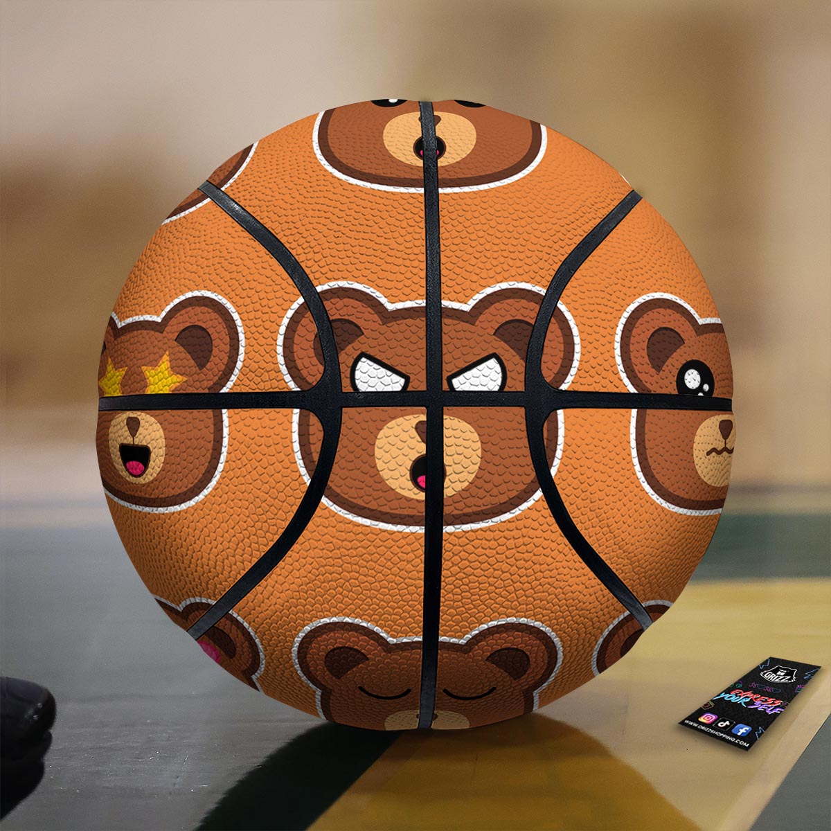 Emoji Teddy Bear Print Basketball
