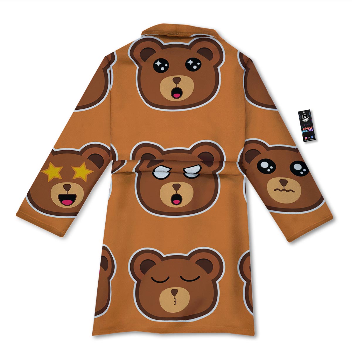 Emoji Teddy Bear Print Bathrobe-grizzshop