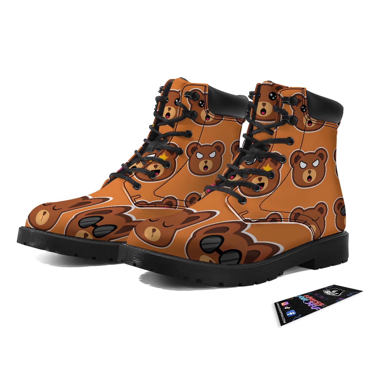 Emoji Teddy Bear Print Boots-grizzshop