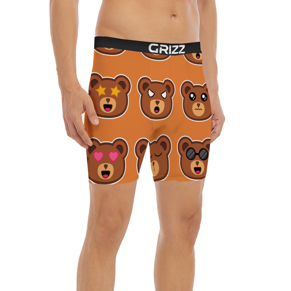 Emoji Teddy Bear Print Boxer Briefs-grizzshop