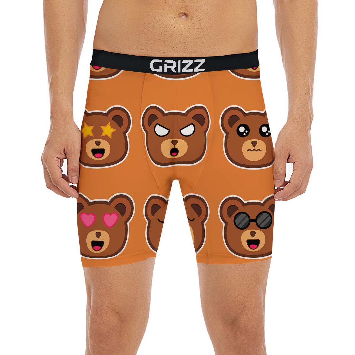 Emoji Teddy Bear Print Boxer Briefs-grizzshop