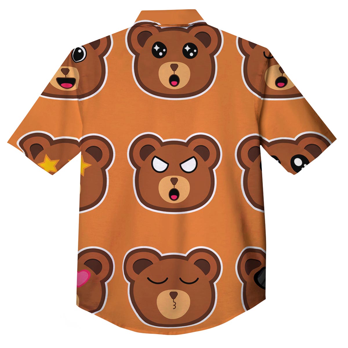 Emoji Teddy Bear Print Button Up Shirt-grizzshop