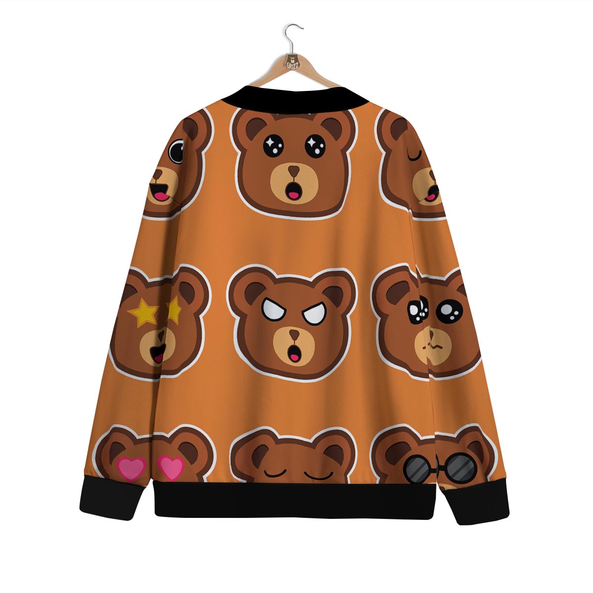 Emoji Teddy Bear Print Cardigan-grizzshop